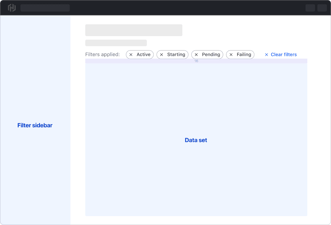 Applied filters with filter sidebar
